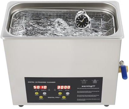 Professional Ultrasonic Cleaner 6.5L 40KHz, Ultrasonic Jewellery Cleaner Machine & Sonic Cleaner for Glasses, Watches, Tools, Car Parts with Heater, Timer & Drain Tap