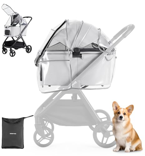 Beberoad Unisize Pet Stroller Rain Cover - Foldable Clear Protection for Snow, Wind & Rain, Suitable for X2/X3/T5/T6/X5 & Various Stroller Models