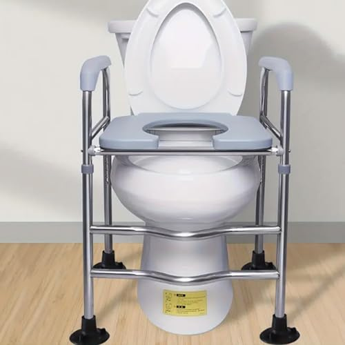 Rialzo per sedile WC con braccioli, sedile WC rialzato con maniglie, sedile WC regolabile in altezza per anziani, disabili, donne incinte