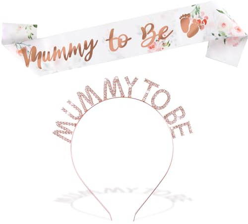 Mummy to Be Sash & Tiara Headband, Rose Gold Baby Shower Party Favours Gift