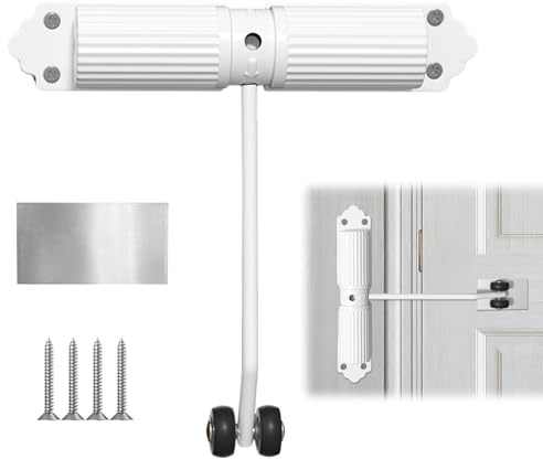 Forbabe Chiudiporta automatica in acciaio inox, regolabile, per interni ed esterni, con 4 viti e leva di regolazione, per uffici, cancelli da giardino (verde)