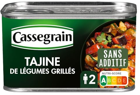 CASSEGRAIN - Tajine de Légumes Grillés à la Coriandre Gingembre et Cumin - la boîte de 375g - Le Lot De 3