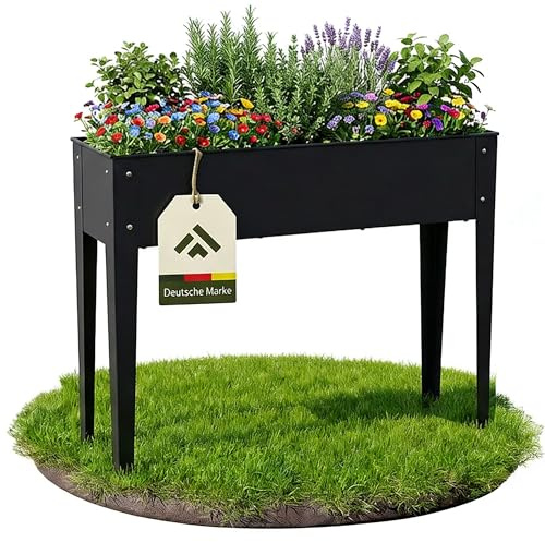 novaterra® schmales Hochbeet aus Metall - langlebiger Pflanzkasten für Balkon & Terrasse | Rostbeständig, platzsparend - Perfekt für Kräuter & Gemüse - B 100 cm x T 27 cm x H 80 cm