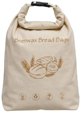Beeswax Bread Bag for Homemade, Reusable Bees Wax Bread Bag for Sourdough | Extra Large, Cotton, Portable Bread Bags to Keep Bread Fresh with Buckle Closure, for Homemade Bread, Loaves & Baked Goods