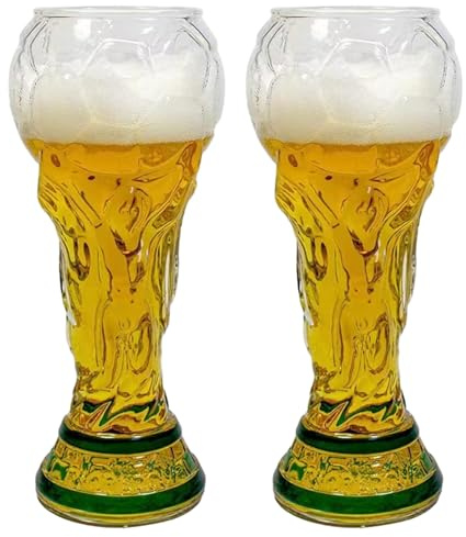 SpirWoRchlan Copa Mundial Trophy, Vasos Cerveza para La Copa Mundial de FúTbol 2026, 500ml Jarra de Cerveza, Regalos para Hombres Aficionados Al FúTbol (2 piezas B)