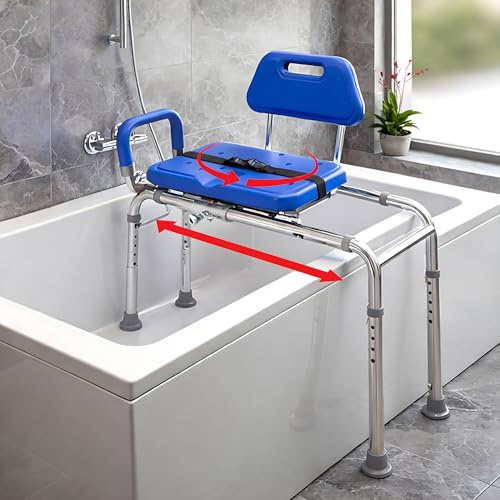 Gateway - Silla de ducha deslizante de alta calidad, banco de transferencia de baño con asiento giratorio acolchado para bañeras y ducha, para discapacitados y personas mayores, movilidad y vida