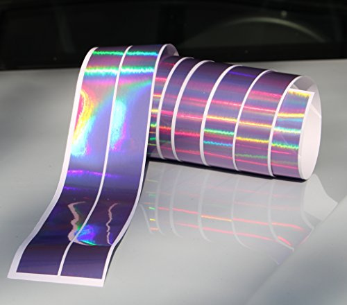 Finest Folia Chrom Hologramm Zierstreifen Folie Klebefolie Aufkleber Dekorstreifen KX008 (Hologramm Lila, 4Meter x 30mm)