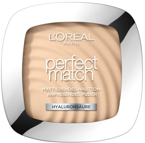 L'Oréal Paris Puder Make up, Mattierendes Kompaktpuder mit LSF 8, Inkl. Spiegel und Schwamm, Perfect Match Puder, Nr. 1.R/1.C Rose Ivory, 9 g