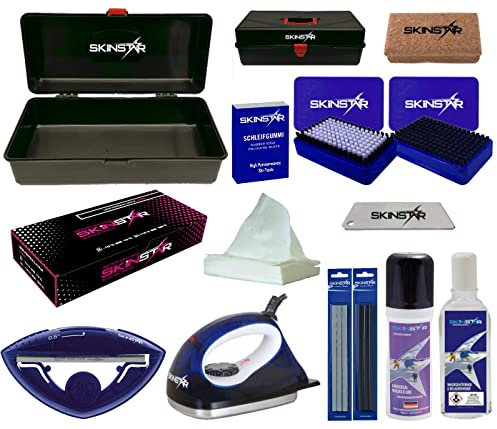 SkinStar Skiwachs Ski Service MEGA Set für alle notwendige Servicearbeiten inkl. Wachskoffer 24- teilig
