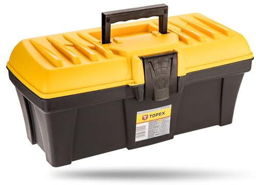 TOPEX Werkzeugkasten 16 (38 x 17 x 17 cm) Organizer, Kunststoffklammern | Kunststoffgriff, Buckle, Lightweight Kunststoff Werkzeugbox, Mit Abnehmbarem Tablett