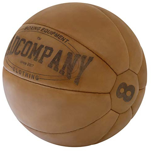Bad Company Vintage Leder Medizinball in 10 Gewichtsstufen l Vollball aus hochwertigem Echtleder in braun oder schwarz I 1-10 kg
