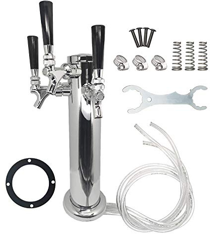 Dreifach-Wasserhahn-Bierspenderturm – LUCKEG Marke 7,6 cm Bierkrug Bierturm mit 3 Bierarmaturen für Zuhause Brauen Bier Kegging