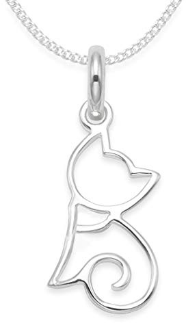 Heather Needham Children's Sterling Silver Cat Necklace on 14 Silver chain - Size: TINY!! 6mm x 14mm (20mm with top) Gift Boxed. 4820S/14
