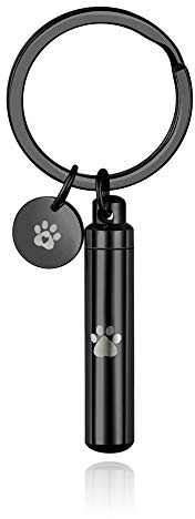 PiercingJak Personalized Gravur Schlüsselanhänger Hund Pfote Asche Urnen Memorial Flasche Anhänger Andenken Erinnerung Schmuck Personalisierte Geschenke, Schwarz