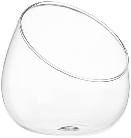 Cabilock Schräg Geschnittene Schalen Glasvase Klar Terrarium Süßigkeiten Gericht Obstglas Blumenbehälter Blase Schüssel Fischschale Globus Vase Herzstück für Kerzenpflanze (Transparent)