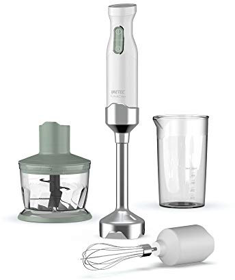 Imetec Blender & Crea, licuadora de inmersión, 3 accesorios, picadora, batidor y vaso sin BPA, pie extra grande, 2 velocidades, 1000 W, 15,000 rpm