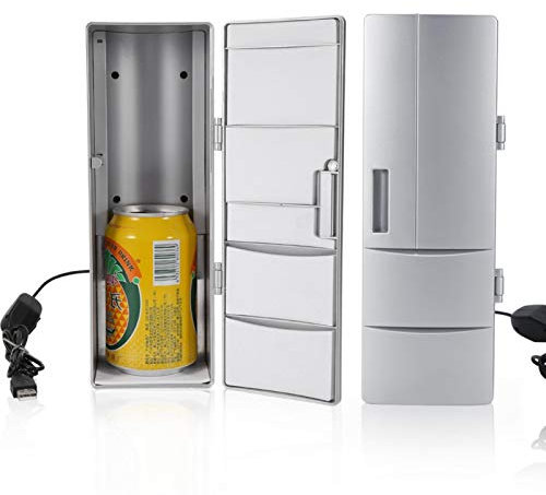 Restokki Mini Frigo USB Compatto Frigorifero Congelatore Lattine Bevande Birra Raffreddatore Scaldino Viaggio Auto Uso Ufficio
