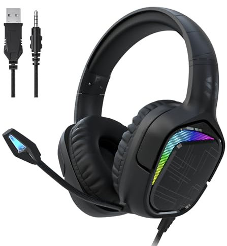 Black Shark Gaming Headset für PC, PS4, PS5, Xbox, Switch, Gaming Kopfhörer mit Ultraklarem Biegsamem Mikrofon, Dynamischen 50-mm-Treibern, Geräuschisolierenden Ohrpolstern, Inline-Bedienelementen