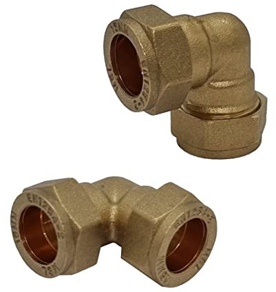 Pipestation Connettori a gomito a compressione da 15 mm (confezione da 2) | Raccordi idraulici a compressione durevoli per connettori per tubi idraulici in rame | Raccordo per tubi idraulici a