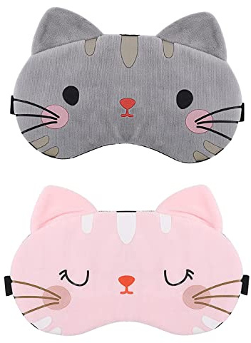 Mascherina per dormire, simpatiche Mascherina da Notte con motivo a gatti, Maschera da Viaggio, Ultra Morbida con Cinturino Regolabile, Copri Occhi per Dormire per Uomini, Donne, Festa