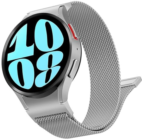 Supore Metal Edelstahl Milanese Armband für Galaxy Watch 6 Classic 47mm/43mm, Watch 5 Pro 45mm - Kompatibel mit 40mm/44mm Modellen für Frauen und Herren