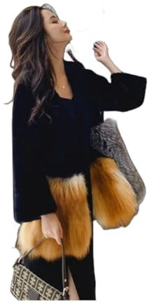 OFTBUY Natürliche Fuchs Pelz Echt Schafschur Fell Winter Jacke Frauen Mantel doppelseitigen Pelz Echtes Leder Warme Oberbekleidung-W5mZ