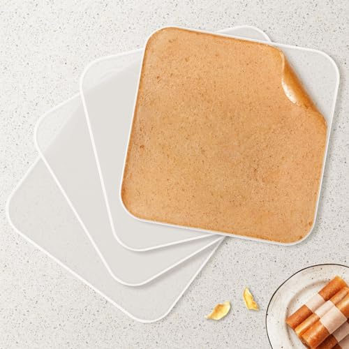 Septree Silicone Dehydrator Trays with Edge, Dehydrator Accessories, 4Pack BPA-Free Fruit Roll Sheets, Used for Dehydrated Food, Fruit Leather, Jerky, Herbs, Meat, Mushroom, Swiss Rolls,11 x 11