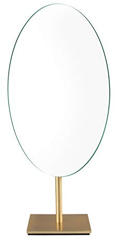 Nicesail Miroir sur Pied Maquillage Haut de Gamme Doré Miroir de Table Ovale - Laiton - 360° Pivotant - Unilatéral - pour Salles de Bains,Bijouteries,30 * 18cm