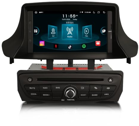 8 Núcleos 4GB+64GB Android 14.0 Dab+ Radio Coche Estéreo para Renault Megane Ⅲ Fluence (2008-2015) GPS Navegador Soporte Inalámbrico CarPlay Android Auto WiFi 4G USB Bluetooth 5.0 DSP CD Am/FM CANbus