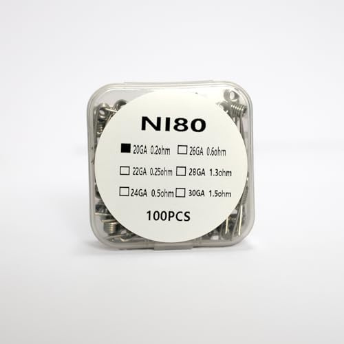 WratryParts - 100 bobinas de calor preconstruidas Ni80 para tanque Rta RDA Rdta Subohm (20 GA 0,2 ohm)