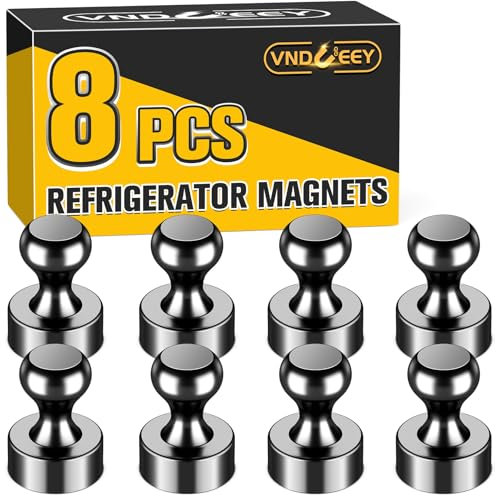 VNDUEEY Refrigerator Magnets Fridge Magnet, Strong Magnets Fridge, Whiteboard Magnets, Fridge Magnets Adults, Small Magnets for Kitchen, Office, School, Locker, Map Decorative (Black, 8 Pack)