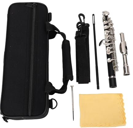 C-Taste Piccolo-Flöte, Piccolo-Instrument für Anfänger, Schüler mit Reinigungsset, Tragetasche, Stimmstab, Flötenschraubendreher