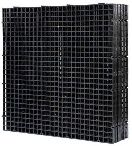 LINLAN 2 Stück 30x30cm Kunststoffgitter-Aquarium, Aquarium-Trennwand, Aquariumteiler für Bodenschutz und Aquascaping-Unterstützung (Schwarz-ohne Zubehör)