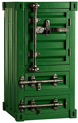 Metall-Schließfachschrank mit Schublade, Industrie-Stil, Aufbewahrungsschrank, Aktenschrank, Grün, 1, 40 x 35 x 76 cm