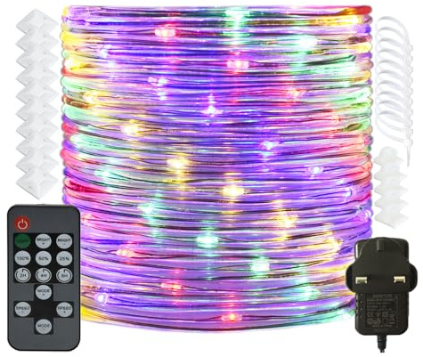 RcStarry 20M/66Ft 200 LED Dia 3MM Rope/Wire Lights Multicolor, Dimmable Indoor/Outdoor IP67 Waterproof Fairy Lights Plug in with Remote, Memory, Timer, for Garden, Patio, Deck, Bedroom and More