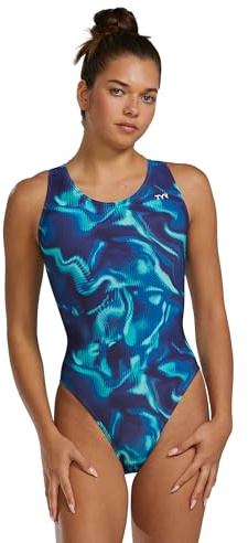 TYR - Women's Waveform Durafast Elite Maxfit One Piece Swimsuit, Blue/Green, 34