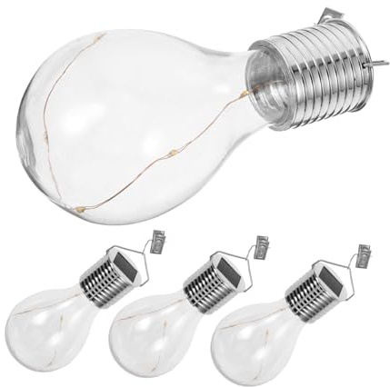 Hemobllo 4pezzi Lampadina Led Sospesa Solare Filo Di Rame Decorazione Lampadario Esterno Per Giardino Cortile Terrazza