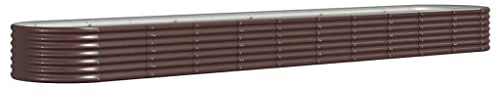 Bancal de acero con recubrimiento en polvo, 440 x 80 x 36 cm, color marrón, duradero y fácil de limpiar, para jardín y balcón, ideal para cultivo de verduras y hierbas