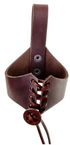 Funda de piel sintética marrón con forma de cuerno para taza, funda portátil para vaso, cinturón de cerveza, accesorios para colgar tanques