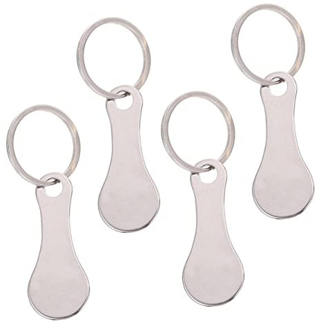 ROMISBABA 4pezzi Portachiavi in Acciaio Resistenti Gettone Per Carrello Portachiavi Portatili Gettone Per Spesa Comodo Da Usare Riporre