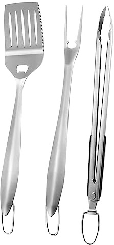 DECOMELODY Set Ustensiles Barbecue Acier Inoxydable Chaleur avec Fourchette Pelle et Pince Ergonomiques pour Grillades Extérieur et Portable avec Boîte de Rangement