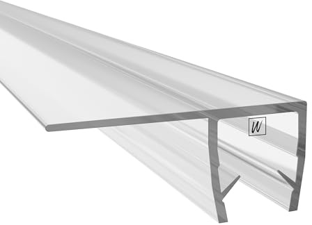WAKA Premium Duschtür & Duschlippe PRO-FS Duschdichtung Optisch Transparent, Duschdichtungen für Duschtüren 6-8mm Glas Länge 2000mm Duschkabinen Dichtungen & Duschtürdichtung für Schiebetüren