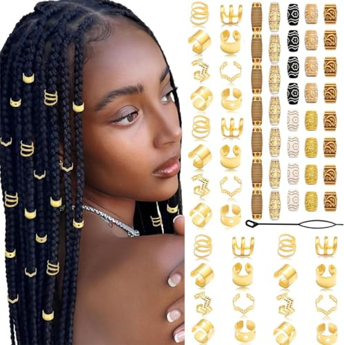 JYNXOR Gioielli Dreadlocks Trecce Clip, 70 pcs Dreadlocks Trecce Clip, Dreadlock Perline Clip a Spirale, gioielli per capelli, gioielli dreadlocks da donna, Capelli Treccia, Accessori Decorazione