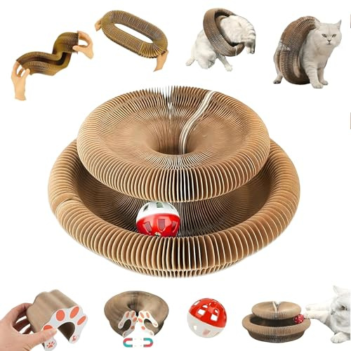Magic Organ Cat Scratching Board Kratzbrett Mit Glöckchen Foldable | Katzenpfotenform Faltbares Kratzspielzeug Durable Recyclable für Katzen Indoor Unterhaltung, zur Beschäftigung und Beweg