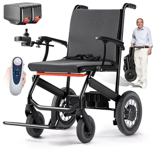 ZQHQKJ Elektrorollstuhl faltbar – ultraleicht 12 kg Kohlefaserrahmen, 600 W Brushless-Motor, abnehmbarer Akku 20–40 km, mit Fernbedienung, 2–6 km/h, für Senioren & Reisen, bis 150 kg,15.6Ah