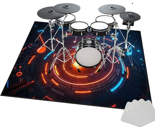 JaevKwzy Tappetino per Batteria Elettronica, Tappeto Batteria Insonorizzato, Drum Carpet per Rullante Grancassa Tamburo Jazz Batteria, Tappetini Strumenti Musicali 140 x 120 cm