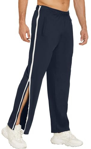 Reha Hose Damen Seitlich Zu Öffnen Baggy Trainingshose Herren mit Seitlichem und Reißverschluss Am Bein Weites Bein Schnellfickerhose Druckknöpfen Sporthose Freizeithose Breite Jogginghose Sportswear