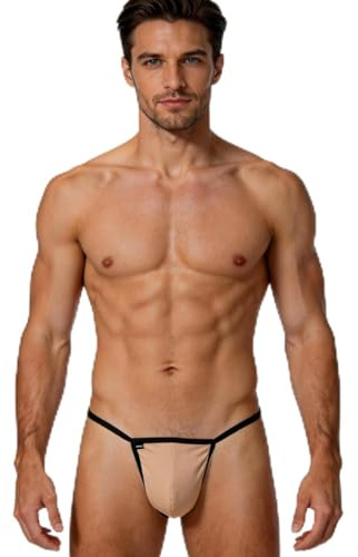 ARKELL Tanga Hombre de algodón Beige con la Parte Trasera de Hilo Masculino Estilo Moderno - Fabricado en Europa (FR/ES, Letras, M, Regular, Regular, Beige)