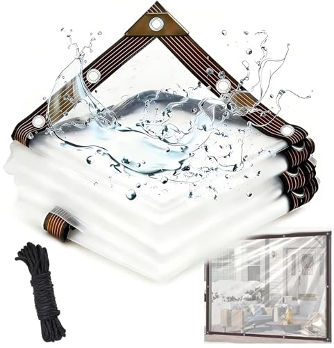 Heavy Duty Clear Waterproof Tarpaulin for Winter Plant Protection, Greenhouse Cover, Balcony, Garden, Camping, Pool – Anti-Slip Reinforced Outdoor Tarp 15ft×31ft