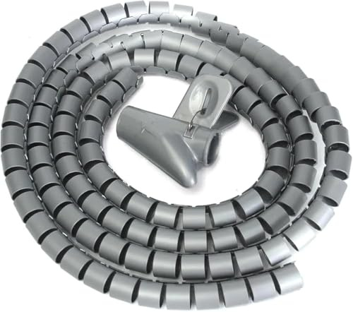 Avvolgicavo a spirale flessibile per Guaine for cavi a spirale multicolore, diametro interno 8-25 mm, lunghezza 1-2 metri(Grey,15mm 2meter)